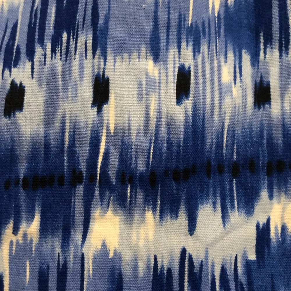 Tahari Linen Blend Tie Dye Ikat Prints Blue White Sleeveless Sheath Dress size 8 - Picture 6 of 16